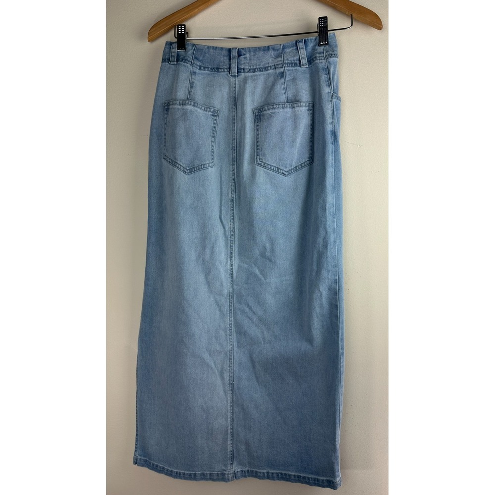 bella dahl Indigo Tencel Cotton Stretch Skirt Ocean Mist Size 25 - Picture 9 of 11